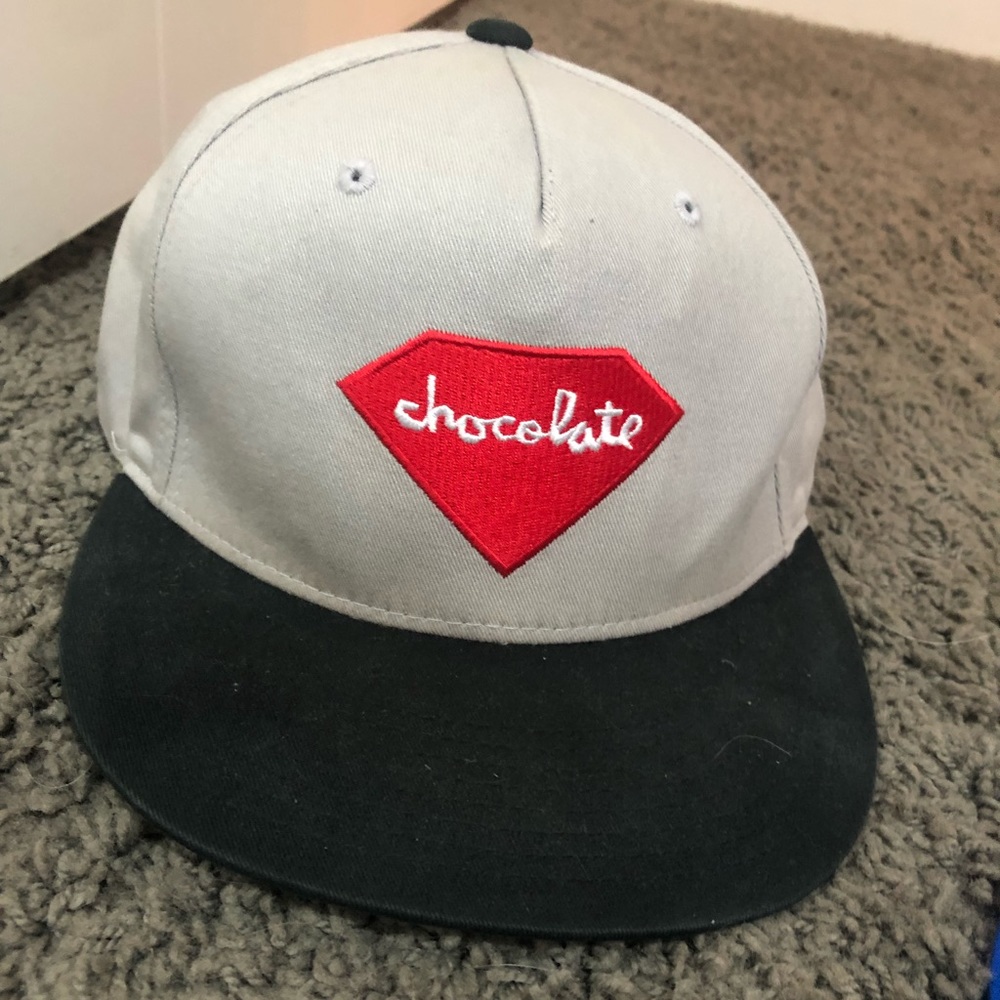 Red Black and Gray Chocolate Fitted Hat